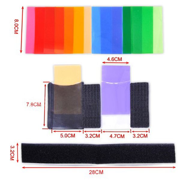 Набор цветных гелевых фильтров для вспышки 4,6x8см 12шт