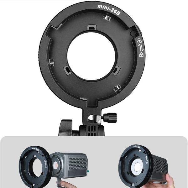 Адаптер Minibowens-Bowens NiceFoto Mini-36B с держателем фотозонта