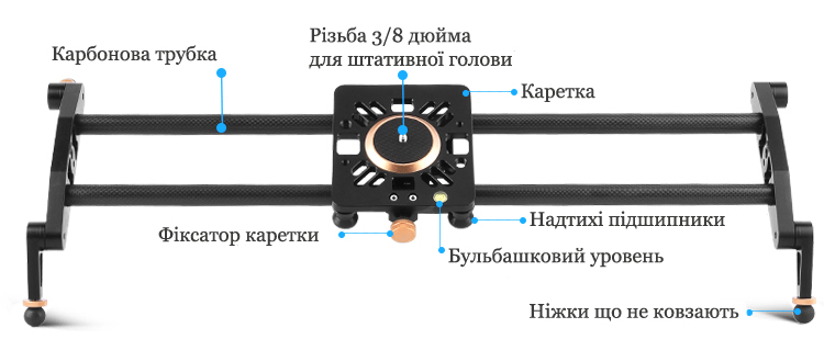 Карбоновий слайдер Beike QH760C 60 см. Опис