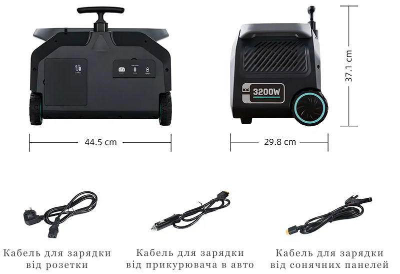 Комплектація портативної зарядної станції IEE P3200: