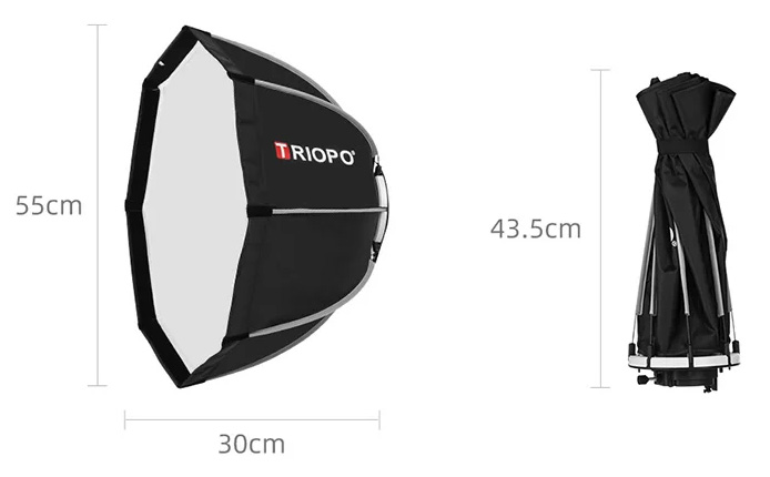 Размеры софтбокса-октобокса Triopo K255 55 см