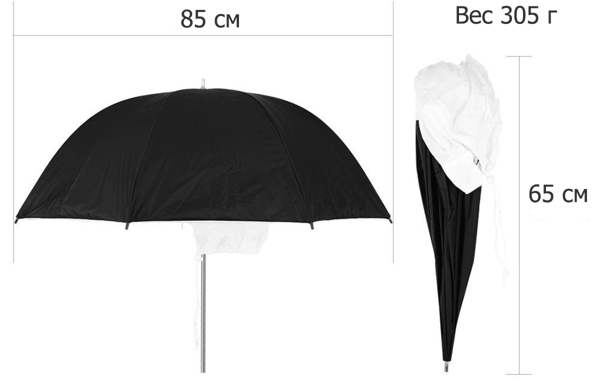 габариты и вес зонта-софтбокса Visico UB-020 85 см